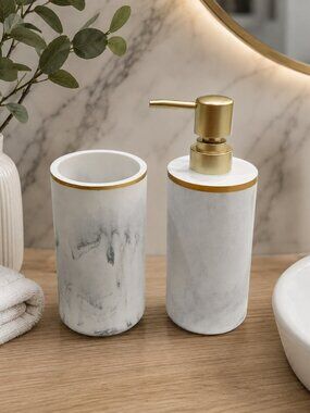 Sunday Citizen Faux Marble Bathroom Set. Brand new in Box.